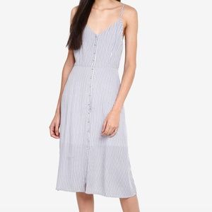 A&F Button Thru Striped Midi Dress